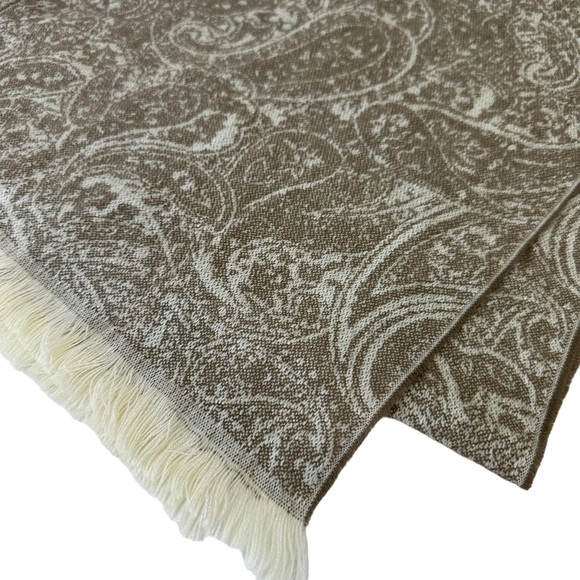 Lands' End Tan Paisley Cashmere Blend Scarf - Picture 9 of 10